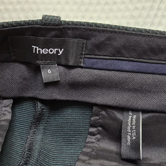 Theory Women's Tailored Trousers in Dark Green & Black - Picture 4 of 6